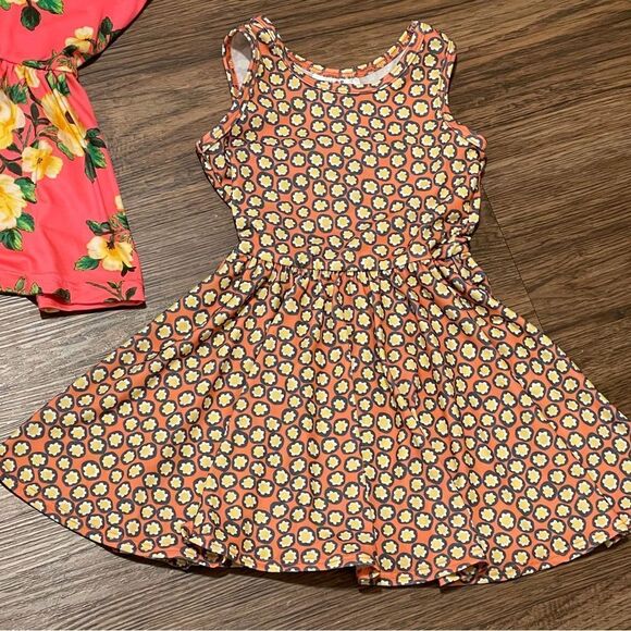 Dot Dot Smile 3 Sleeveless Twirl Floral Pattern Dresses Orange White Blue sz 2T - Picture 4 of 12